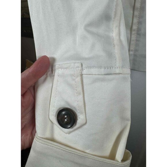 MNG by Mango Cotton Suit Jacket White Size 6 Blazer Cinched Waste Office Siren - Picture 10 of 11